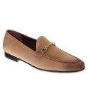 Moccasin in nubuck leather with golden metal loop
