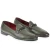 Mocassin homme en cuir vert avec boucle tressée