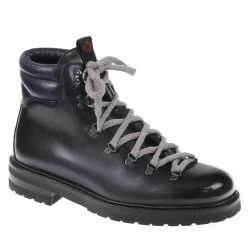 Botte d'hiver en cuir bleu foncé - Fratelli Borgioli - Artisanat italien