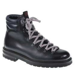 Dark blue leather winter boot - Fratelli Borgioli - Italian craftsmanship