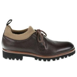 Derbies en cuir de cerf marron foncé et cachemire - Fratelli Borgioli - Artisanat Italien