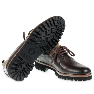 Derbies en cuir de cerf marron foncé et cachemire - Fratelli Borgioli - Artisanat Italien