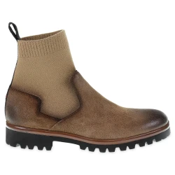 Chelsea in camoscio marrone ingrassato e cashmere - Fratelli Borgioli