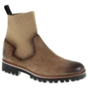 Chelsea in camoscio marrone ingrassato e cashmere - Fratelli Borgioli