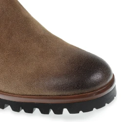 Chelsea in brown greased suede and cashmere - Fratelli Borgioli