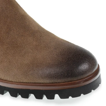 Chelsea in brown greased suede and cashmere - Fratelli Borgioli