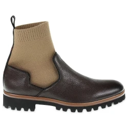 Stivaletto chelsea in cervo marrone e cashmere - Fratelli Borgioli