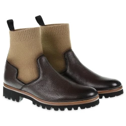 Stivaletto chelsea in cervo marrone e cashmere - Fratelli Borgioli