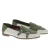 Double buckle moccasin in green suede and woven fabric - Fratelli Borgioli