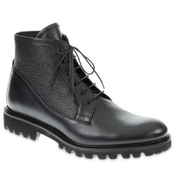 Lace-up boot in black antiqued calfskin - Fratelli Borgioli - Italian craftsmanship