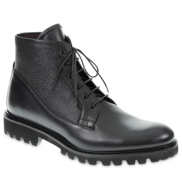 Schnürstiefel aus schwarzem, antikisiertem Kalbsleder – Fratelli Borgioli – italienische Handwerkskunst
