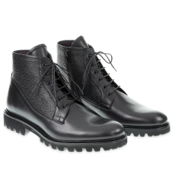 Schnürstiefel aus schwarzem, antikisiertem Kalbsleder – Fratelli Borgioli – italienische Handwerkskunst