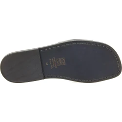 Men's leather slides sandals in black leather handmade