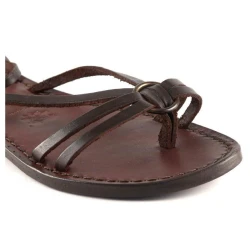 sandalias para mujeres hechas a mano en Italia en cuero marrón oscuro