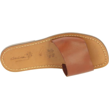 Ciabatte da uomo in pelle di vitello color cuoio artigianali