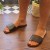 Men's leather slides sandals in dark brown leather handmade