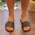 Men's leather slides sandals in dark brown leather handmade