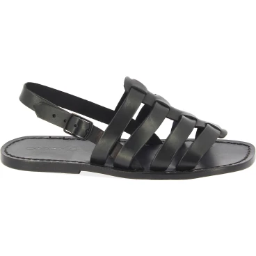 Käfigsandalen für Herren in Schwarze leder