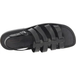 Sandals cage pour homme en cuir noir artisanales