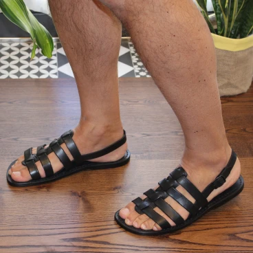 Käfigsandalen für Herren in Schwarze leder