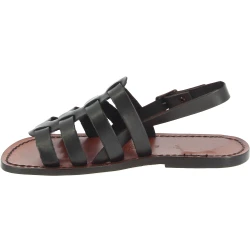 Sandalias jaula para hombre en piel marrón oscuro