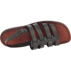 Leather cage sandals for men in dark brown leather