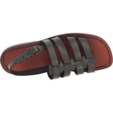 Sandalias jaula para hombre en piel marrón oscuro