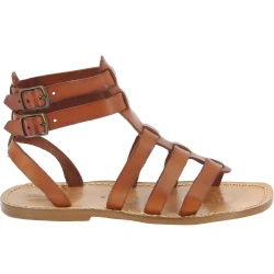 Sandalias romanas de cuero marron para hombres hechos a mano en Italia