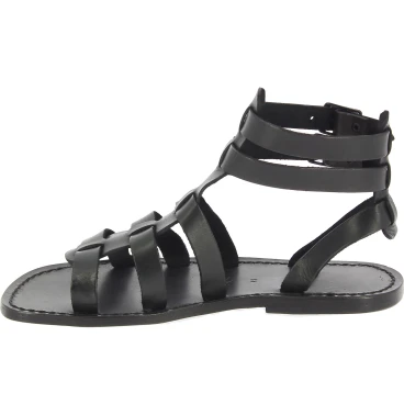 Römische Sandalen aus Schwarze leder in Italien von Handgefertigt