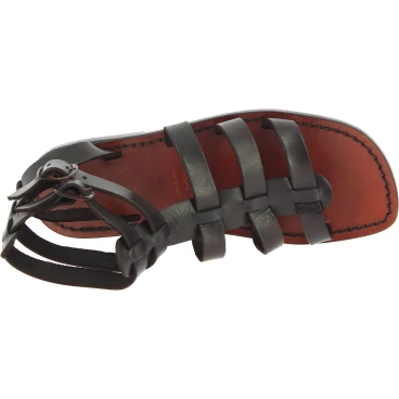 Römische Sandalen aus Dunkelbraun leder in Italien von Handgefertigt