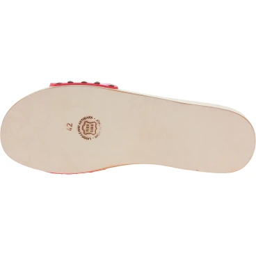 Sabots en bois pour hommes artisanal avec bande réglable en cuir rouge