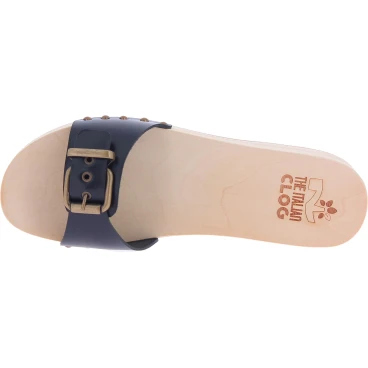 Sabots en bois hommes artisanal avec bande réglable en cuir noir