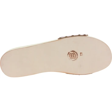 Handmade men's wooden clog sandals with adjustable tan leather band