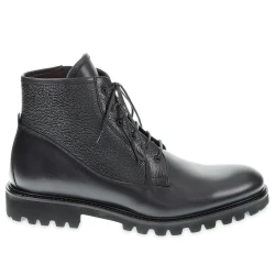 Fratelli Borgioli Black Antique Calfskin Chelsea Lace-Up Ankle Boots