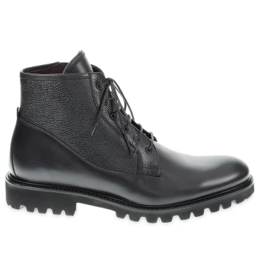 Bota con cordones Fratelli Borgioli de piel de becerro envejecida negra