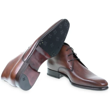 Bottines en cuir marron poli fabriquées à la main en Italie - Fratelli Borgioli