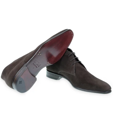 Men's Ankle Boot in Dark Brown Suede Fratelli Borgioli - Made in Italy Craftsmanship