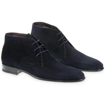 Bottines pour homme en daim bleu foncé Fratelli Borgioli