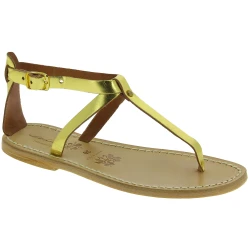 Sandals tongs en artisanales en cuir laminé jaune