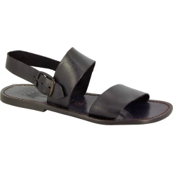 Hand gefertigte Herren-Sandalen aus Schwarze Leder aus Italien