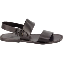 Sandalias para hombre en cuero negro hechas a mano en Italia