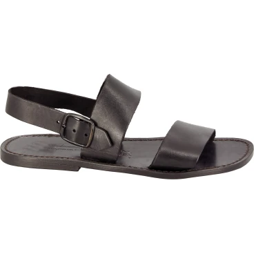 Hand gefertigte Herren-Sandalen aus Schwarze Leder aus Italien