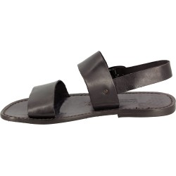 Sandalias para hombre en cuero negro hechas a mano en Italia