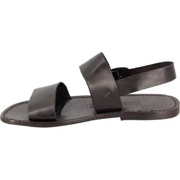 Sandalias para hombre en cuero negro hechas a mano en Italia
