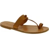Sandali infradito da donna fatti a mano in pelle color cuoio