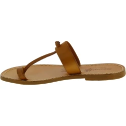Sandalias de tira para mujer hechas a mano en piel color canela