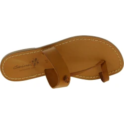Sandali infradito da donna fatti a mano in pelle color cuoio