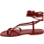 Sandalias planas de tiras de piel roja hechas a mano en Italia