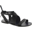 Schwarze Ledersandalen für Damen, handgefertigt in Italien