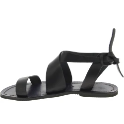 Sandales femme en cuir noir fabriquées à la main en Italie